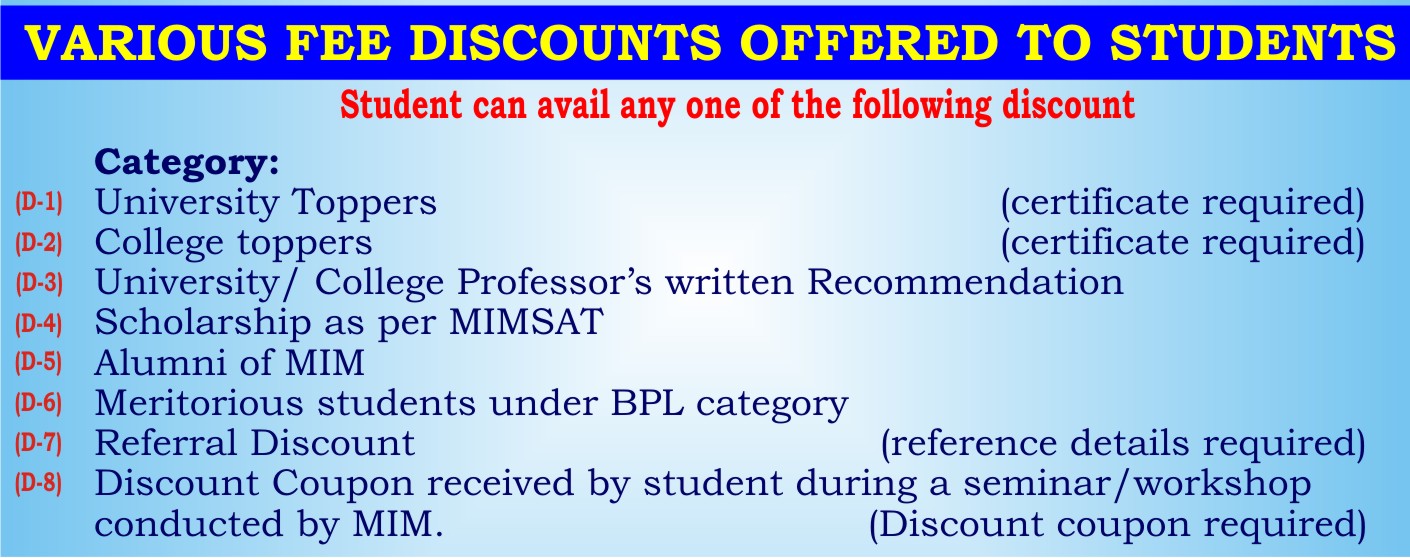 Various Fee Discounts Offered To Students