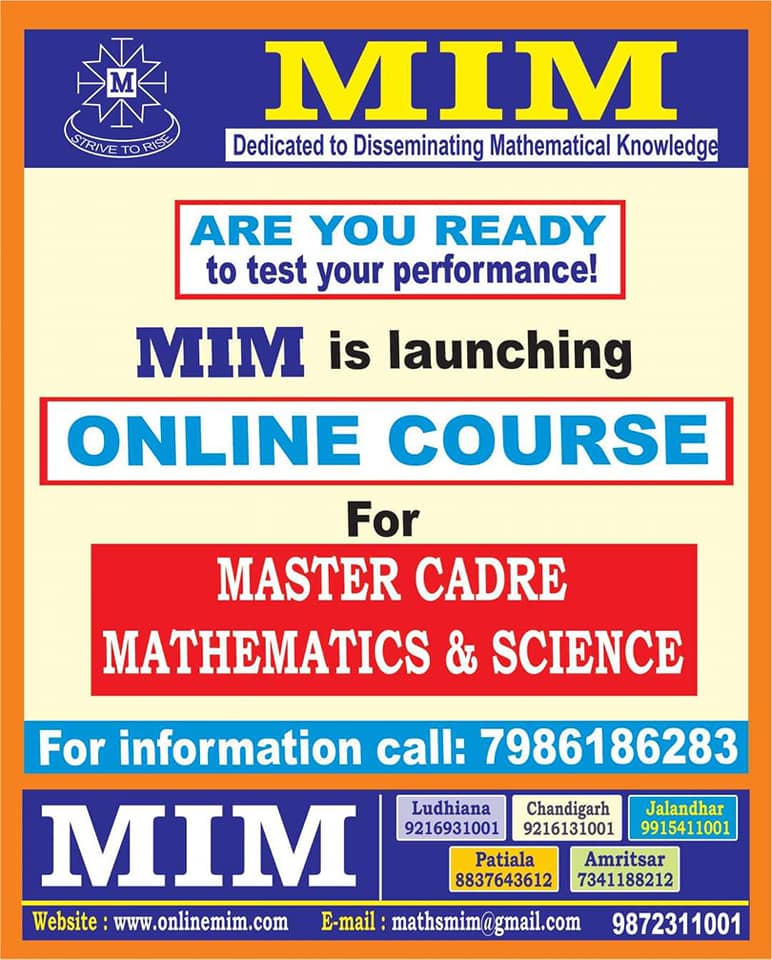 MASTER CADRE MATHS & SCIENCE