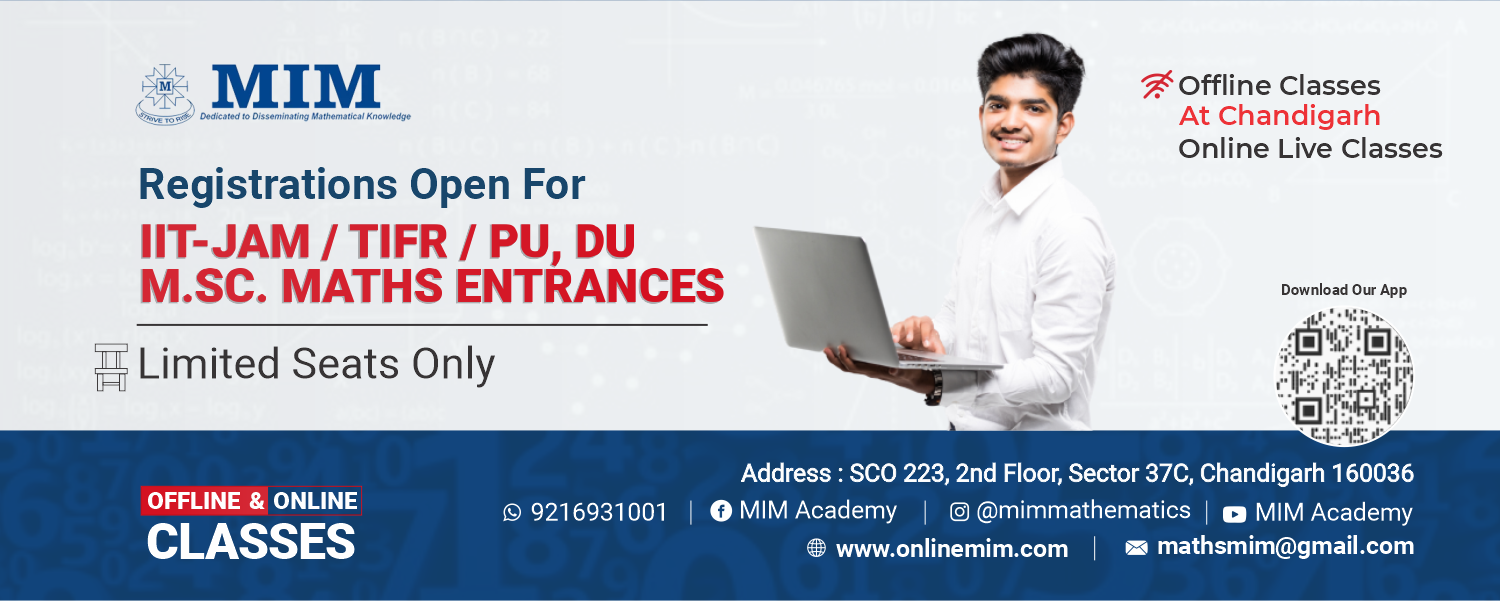 Registrations Open for IIT-JAM/TIFR/PU,DU M.SC. Maths Entrances - Home Page Banner