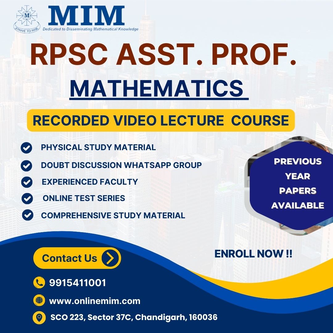 RPSC Assistant Professor MATHEMATICS (Rajasthan)
