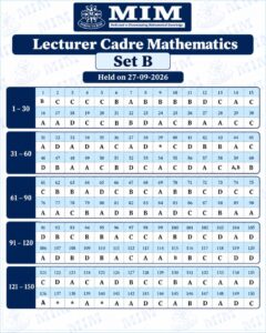 Punjab Lecturer Mathematics Answer Key 2026 Set B