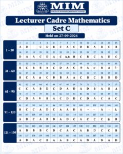 Punjab Lecturer Mathematics Answer Key 2026 Set C